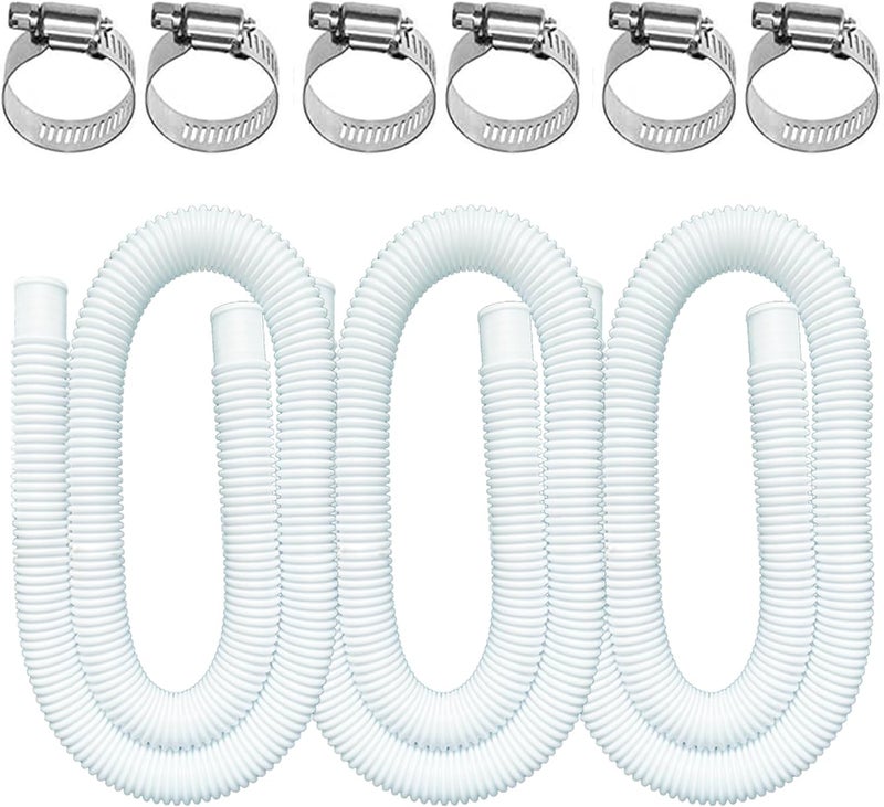 BEFANS Pool Hoses for Above Ground Pools, 3 Pack 1.25 x 59 Inch Pool Filter Pump Hoses, Compatible with Intex Pool Filter Pump 607, 637 With 6 Metal Clamps - Image 1
